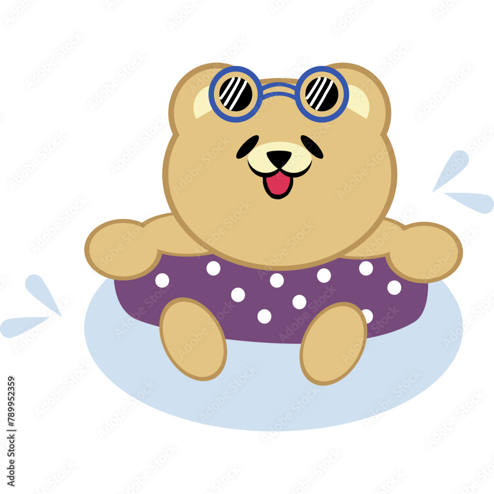 Bear swimming cartoon in icon style Bear swimming cartoon in icon style