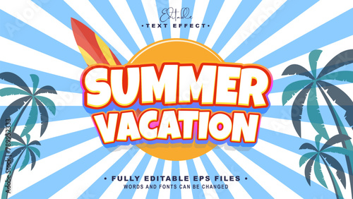 editable summer vacation text effect.typhography logo