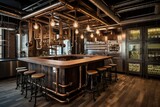 Industrial Chic Brewery Kitchen Designs: Exposed Pipes and Rustic Wood Cabinets