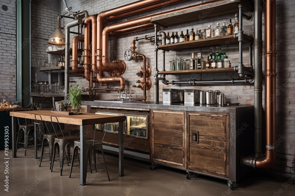 Metal Shelves and Rustic Wood: Industrial Chic Brewery Kitchen Designs