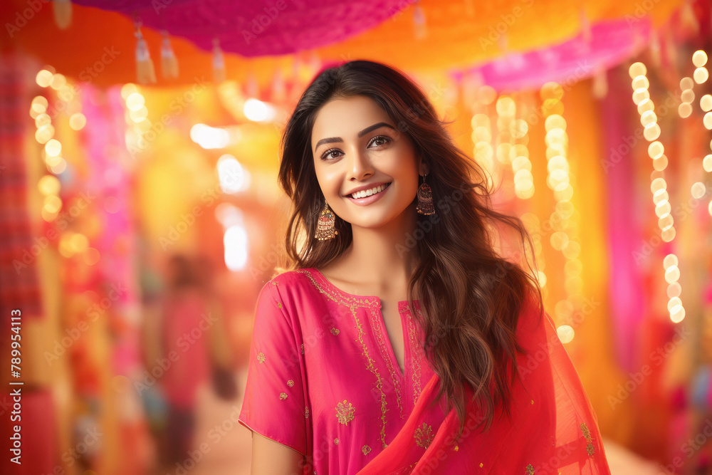 Obraz premium young indian woman wearing tradition dress