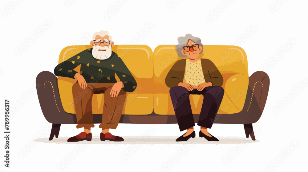 Old family on sofa. Grandfather and grandmother. vector