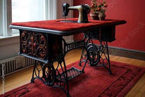 Plush Velvet Rug & Cast Iron Treadle: Neo-Victorian Sewing Room Inspirations