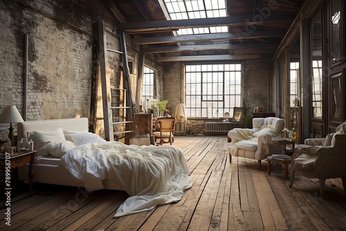 Parisian Artist Loft Bedroom: Exposed Brick & Wood, Rustic Charm, Vibe & Style
