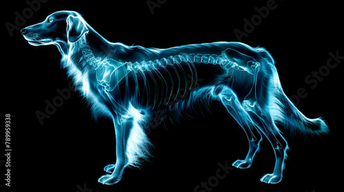 Radiographic Vision of Canine Anatomy in Luminous Blue photo