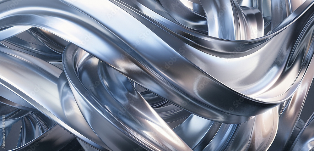 Flowing metallic ribbons in 3D for a striking, high-class artistic display.