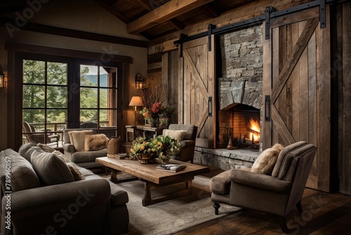 Barn Doors & Rustic Charm: Transform Your Living Room with Inviting Open Space