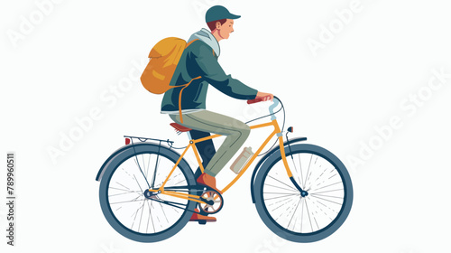 Fototapeta Naklejka Na Ścianę i Meble -  Man riding a bike. Hand drawn style vector design illustration