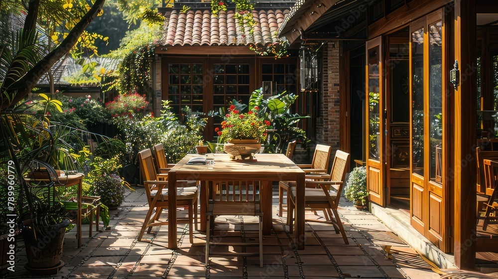 Maintaining Outdoor Elegance: Regular Patio Covering, Revitalizing Wood Color with Oil, and Brown-Painted Furniture

