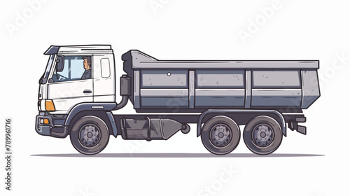 Pickup truck with a large tipper trailer and a male d