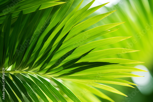 Green palm leaves on natural background