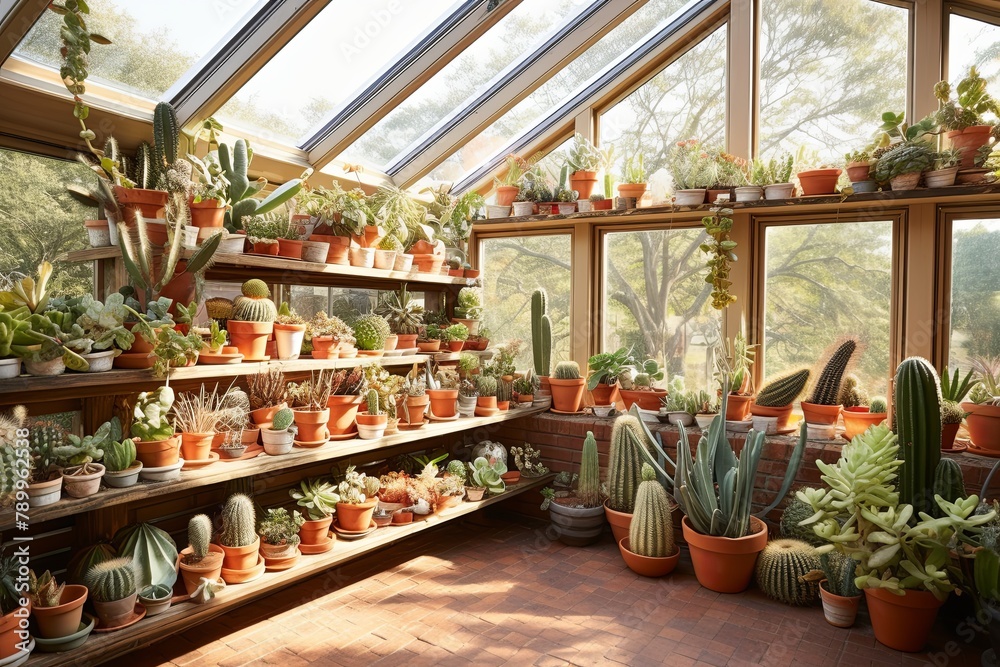 Floating Shelves Cactus Display in Solarium Sunroom: Oasis Ideas