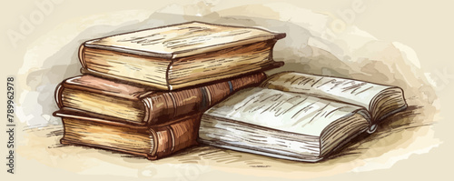 Books sketch. vector simple illustration