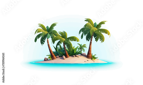 A tropical island with palm trees vector simple 3d isolated illustration