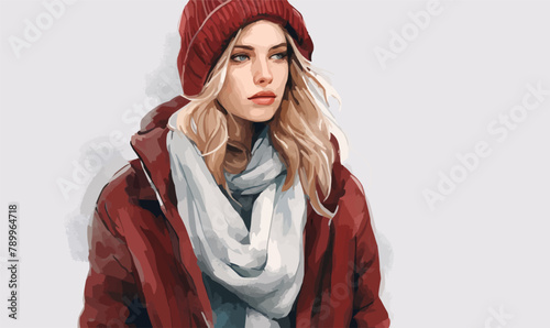 woman waring cosy winter clothes isolated vector style on isolated background illustration РђРІС‚РѕСЂ: Zaharia Levy