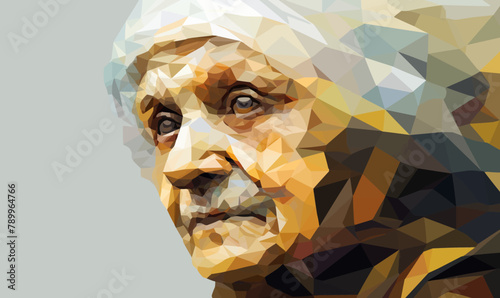 abstract portrait of old woman isolated vector style with transparent background illustration