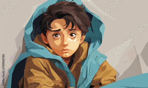 refugee kid isolated vector style