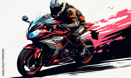man riding Motor bike isolated vector style with transparent background illustration