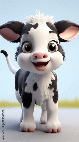 Playful  cartoon cow character, smiling cute and funny design photo