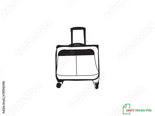Seamless pattern type outline travel or business trip. Vector illustration. Travel bags are drawn by one black line on a white background. One-line drawing. Continuous line. Vector Eps10