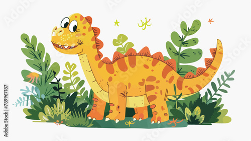 Fototapeta Naklejka Na Ścianę i Meble -  PapaSaur. Cute dinosaur. Vector illustration Vector illustration