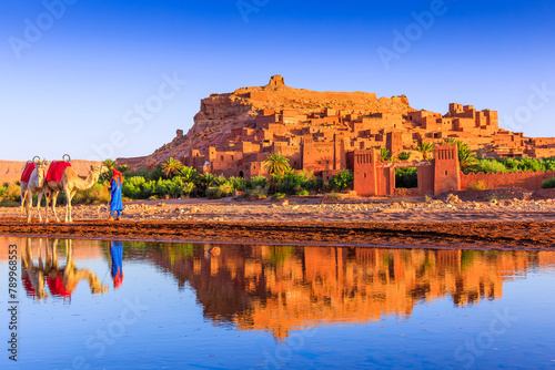 Ait-Ben-Haddou, Ksar or fortified village in Ouarzazate province, Morocco. Prime example of southern Morocco architecture. photo