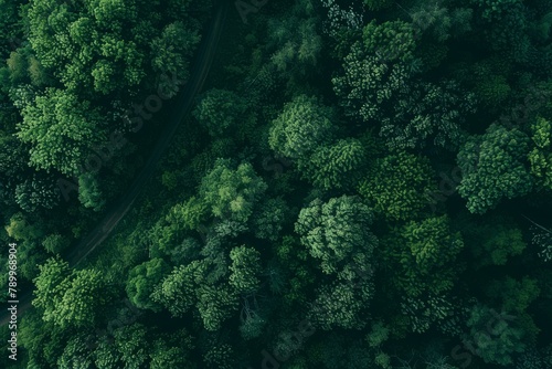 Drone captures eco-friendly transport on forest highway, with hydrogen truck and electric car in motion.. Beautiful simple AI generated image in 4K, unique. photo