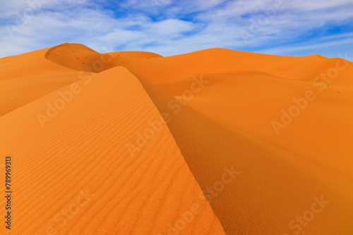 The Sahara Desert  Morocco. Sand dunes landscape of the Erg Chebbi  Merzouga.