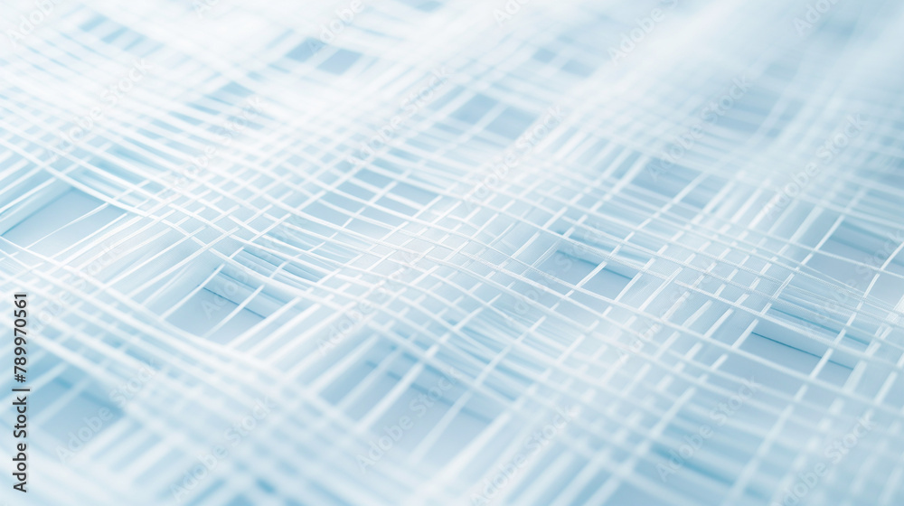 Abstract minimal pattern, fine grid of pale blue lines on a white surface