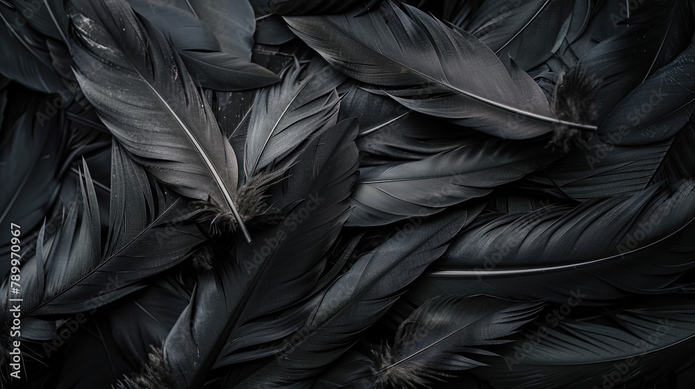 Abstract background of dark black feathers Abstract background of dark black feathers