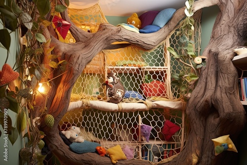 Stuffed Animal Net and Organized Play: Whimsical Treehouse Kids' Room Concepts