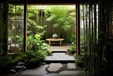 Tranquil Zen Meditation Garden Design: Serene Sanctuary with Bamboo and Minimalist Decor