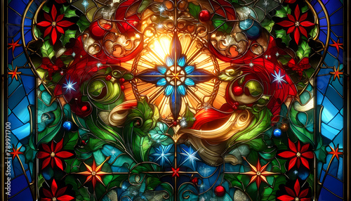Wallpaper Mural Stained glass christmas Torontodigital.ca