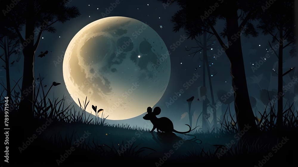 mouse wolf howling at the moon