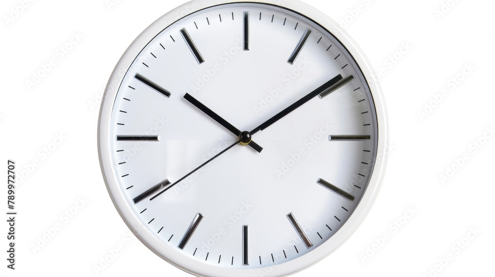 Close up of a white background office clock with clipping path Close up of a white background office clock with clipping path