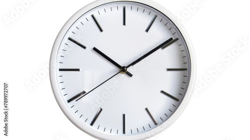 Close up of a white background office clock with clipping path