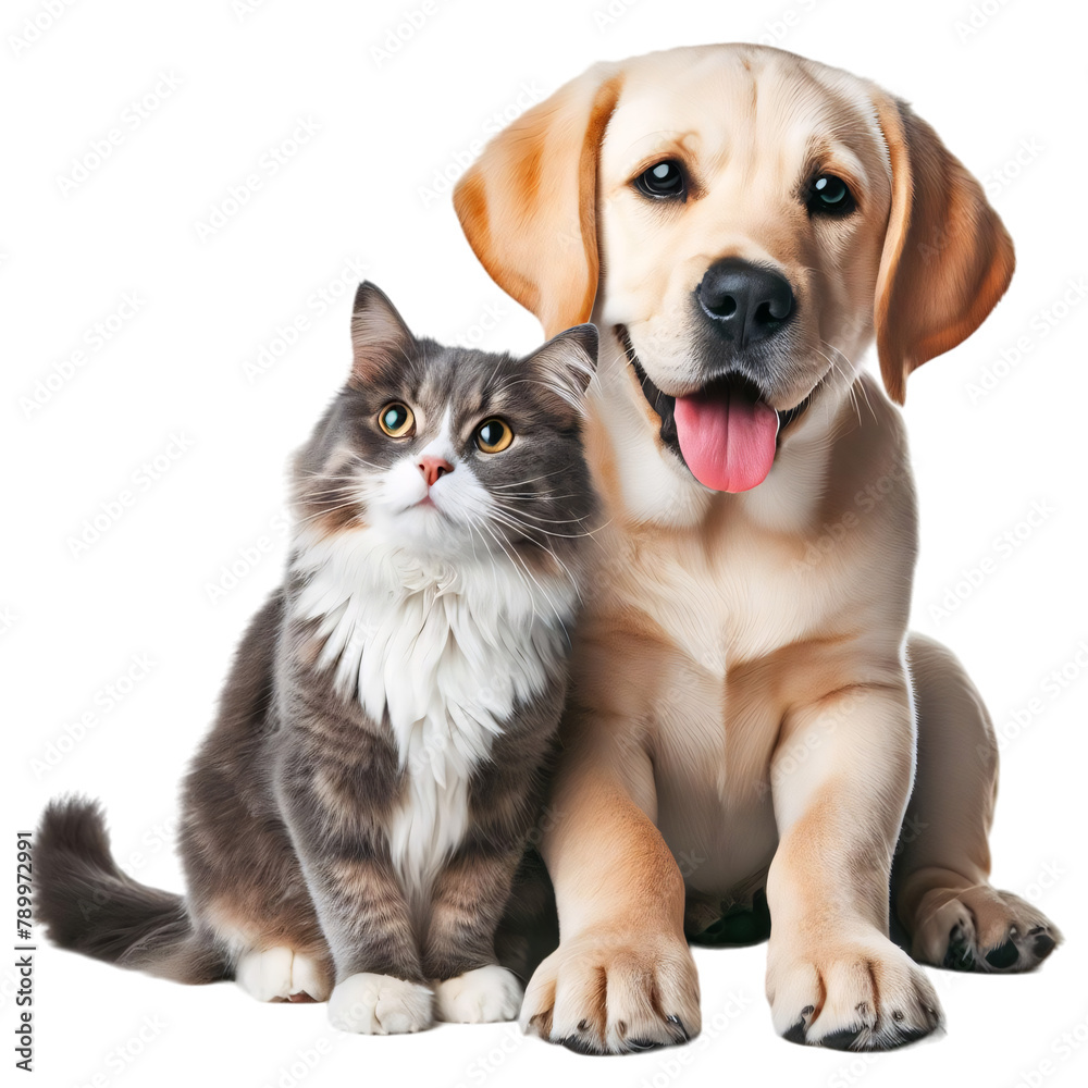 cat and dog sitting PNG