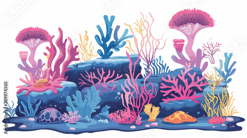 Underwater life at sea or ocean bottom. Exotic undersae