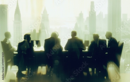 Dynamic fine abstract arts business teamwork group of CEO business people meeting brainstorming in meetings room office background 