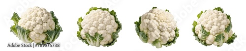 set of cauliflower isolated on transparent background photo