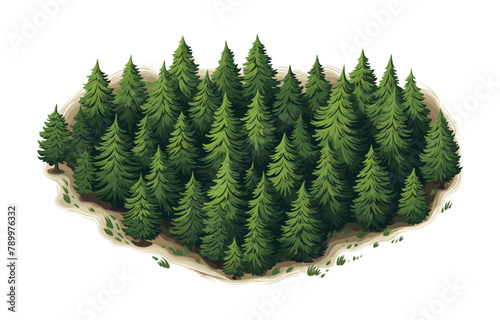 Top view aerial shot of forest isolated vector style on isolated background illustration