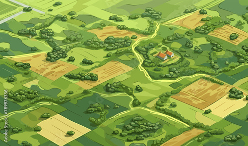 top view aerial shot of field vector flat isolated illustration