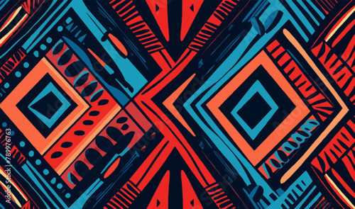 tribal background abstract geometric shape pattern, yombe art vector wallpaper seamless illustration