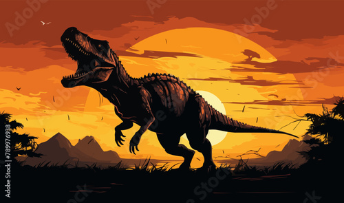 tyrannosaurus dinosaur silhouette vector illustration dino artwork © Viacheslav