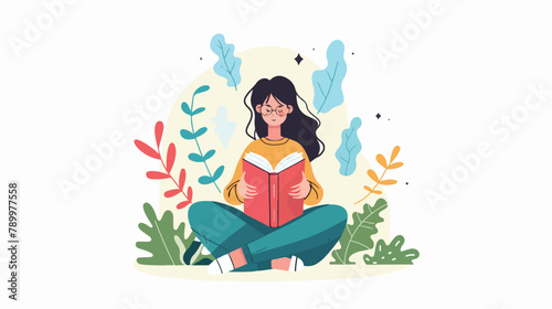 Woman reading book with insights knowledge. Student 