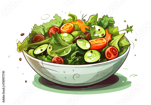 vegetable salad in a bowl vector flat isolated vector style illustration