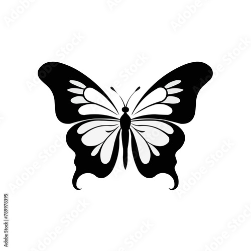 Butterfly - Black and White Isolated Icon - Vector illustration