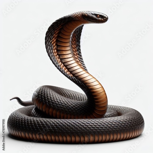 Image of isolated cobra against pure white background, ideal for presentations
 photo