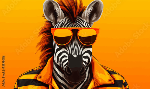 zebra wearing sunglasses vector illustration in the middle of the artboard