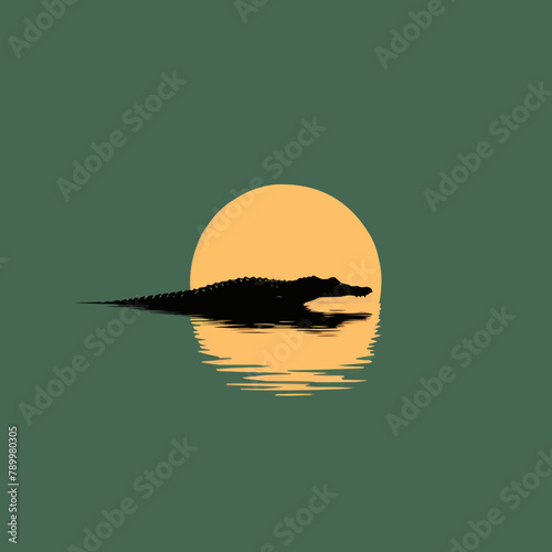 Crocodile | Minimalist and Simple Silhouette - Vector illustration